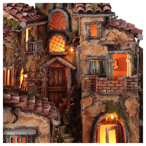 Perched village Neapolitan nativity scene for statues 10 cm 18th century style 80x70x50 cm 2