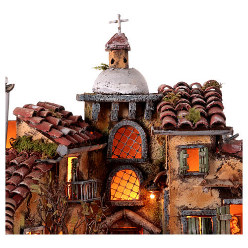 Perched village Neapolitan nativity scene for statues 10 cm 18th century style 80x70x50 cm 6