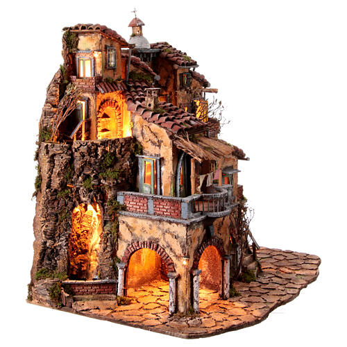 Perched village Neapolitan nativity scene for statues 10 cm 18th century style 80x70x50 cm 11