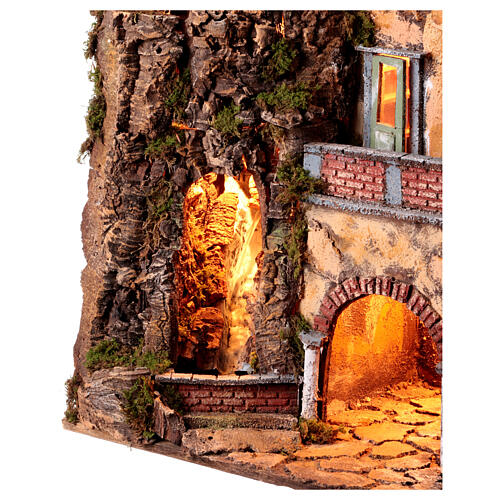 Perched village Neapolitan nativity scene for statues 10 cm 18th century style 80x70x50 cm 12