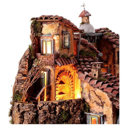 Perched village Neapolitan nativity scene for statues 10 cm 18th century style 80x70x50 cm 13