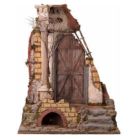 Krippenszenerie, Tempelruine und Säule – neapolitanischer Stil, geeignet für eine 30–40 cm Figurenserie