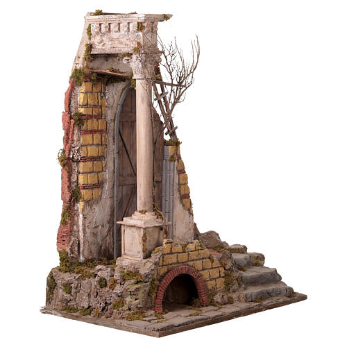 Ambientazione tempio con colonna presepe Napoli 30-40 cm 90x70x50 cm 4