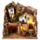 Setting with Nativity stable, painted houses and fountain for 8 cm Neapolitan Nativity Scene, 30x20x20 cm s1