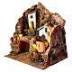 Village cabane Nativité 8 cm maisons peintes fontaine 30x20x20 cm s2