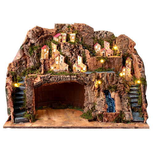 Village for 12-14 cm Neapolitan Nativity Scene with waterfall and houses, 45x60x35 cm 1