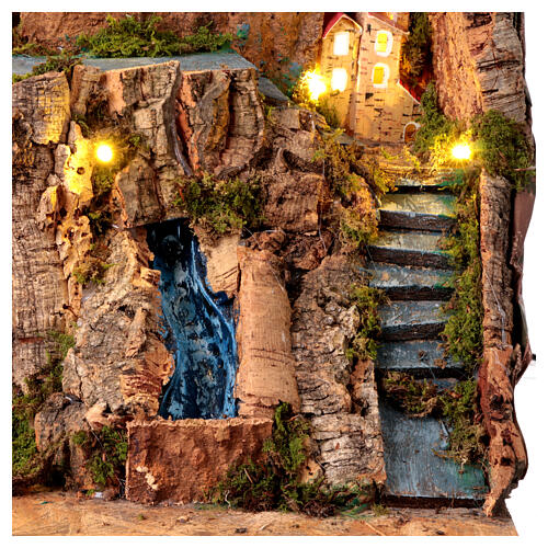 Village for 12-14 cm Neapolitan Nativity Scene with waterfall and houses, 45x60x35 cm 2