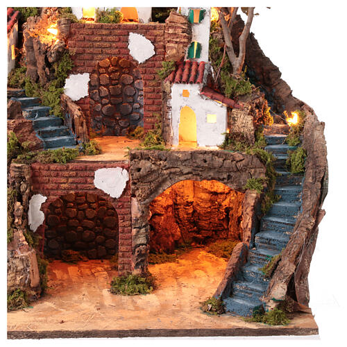 Golfo setting for Neapolitan Nativity Scene of 12 cm, village with waterfall, 50x50x35 cm 4