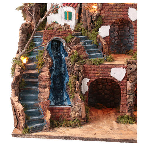 Pueblo Golfo coloreado belén Nápoles 12 cm cascada 50x50x35 cm 2