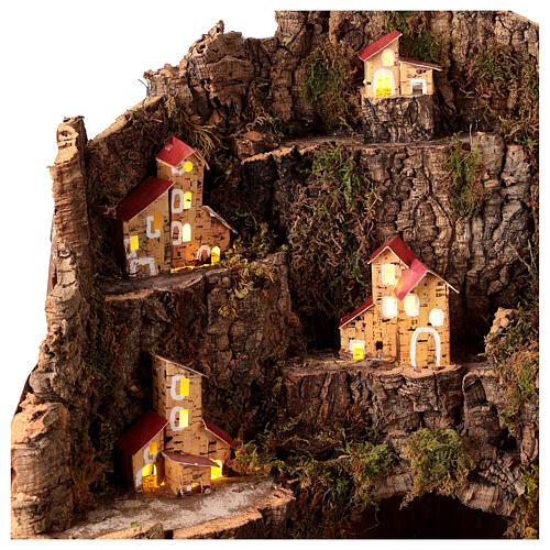 Village napolitain crèche 14 cm rivière maisons au loin 40x45x30 cm 4