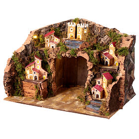 Borgo presepe 12 cm case miniatura Napoli illuminato 25x35x25 cm