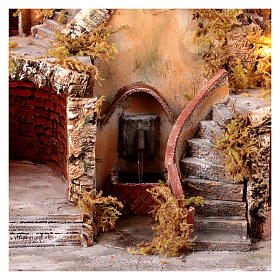 Neapolitan village nativity scene 12-14 cm moving mill fountain 50x55x40 cm