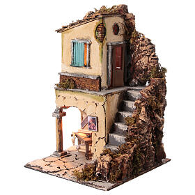 House in 18th century style with painter's atelier for 10-12 cm Neapolitan Nativity Scene, 40x25x25 cm