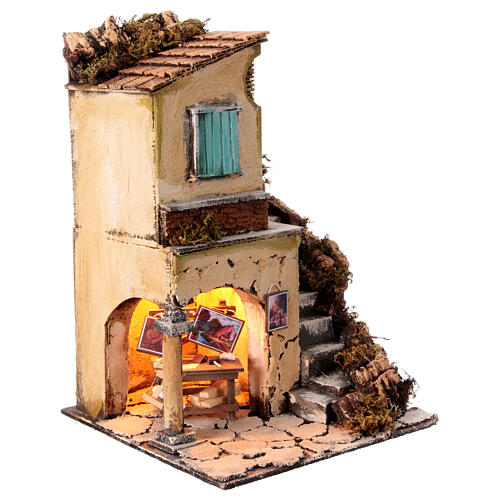 House in 18th century style with painter's atelier for 10-12 cm Neapolitan Nativity Scene, 40x25x25 cm 3