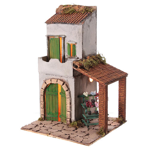 House in 18th century style with florist's shop for 10-12 cm Neapolitan Nativity Scene, 40x25x25 cm 2