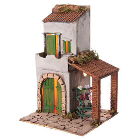 Domek kwiaciarza do szopki neapolitańskiej do figureki 12 cm, w stylu XVIII w., 40x25x25 cm