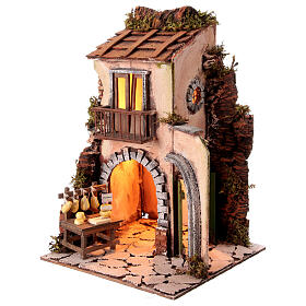 House in 18th century style with cheese stall for 10-12 cm Neapolitan Nativity Scene, 40x25x25 cm