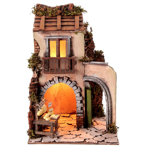 Casa stile 700 con arco banco formaggi presepe Napoli 10 cm 40x25x25 cm 1