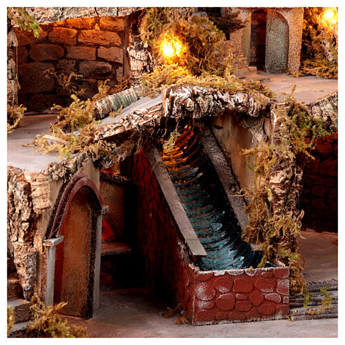 Nativity scene village 12-14 cm Naples mill waterfall oven 50x60x40 cm 4