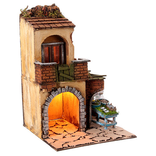 House in 18th century style with fishermonger's stall for 12 cm Neapolitan Nativity Scene, 40x25x25 cm 3