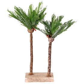 Palmen mit Fruchtständen, 2-teilig, Krippenzubehör, neapolitanischer Stil, für 10-12 cm Krippe, 30x12x8 cm