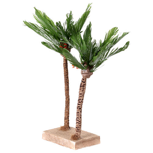 Set deux palmiers fleuris crèche napolitaine 10-12 cm 30x12x8 cm 2