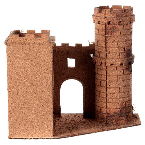 Castelo com torre presépio napolitano 8 cm cortiça 25x30x20 cm 4