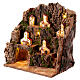 Setting with caves and miniature illuminated houses for 6 cm Neapolitan Nativity Scene, 35x30x20 cm s2