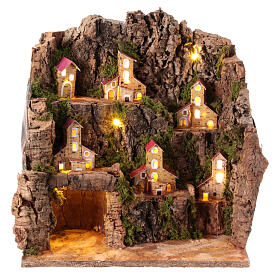 Pueblo casas miniatura belén napolitano 6 cm iluminado 35x20x20 cm