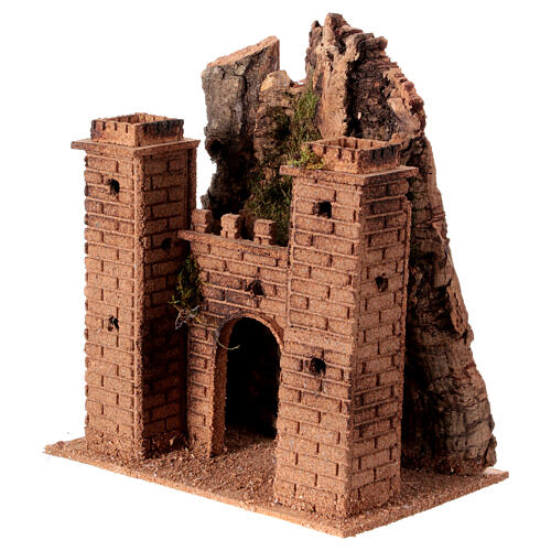 Mountain castle for 8 cm Neapolitan Nativity Scene, cork, 30x25x15 cm 2