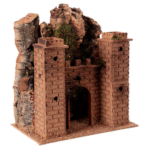 Mountain castle for 8 cm Neapolitan Nativity Scene, cork, 30x25x15 cm 3