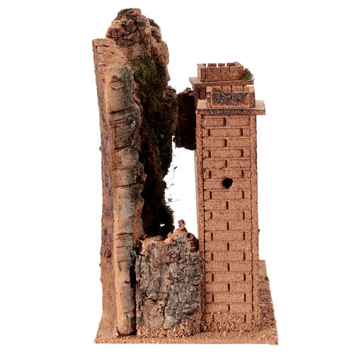 Castelo de montanha presépio napolitano 8 cm cortiça 30x25x15 cm 4