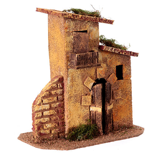 Miniatur-Haus mit Mauerstück, Krippenzubehör, neapolitanischer Stil, für 6 cm Krippe, 15x15x10 cm 3