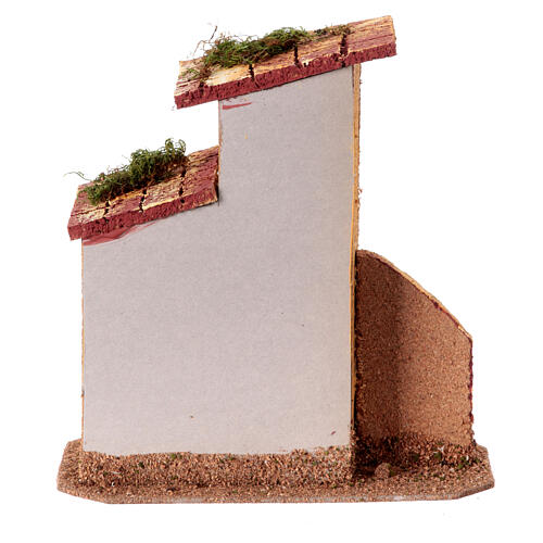 Miniature house with low wall for 6 cm Neapolitan Nativity Scene, 15x15x10 cm 4