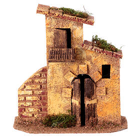 Maison miniature avec muret crèche napolitaine 6 cm 15x15x10 cm