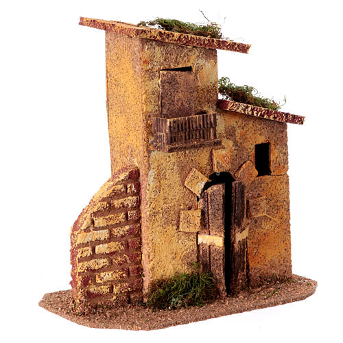 Maison miniature avec muret crèche napolitaine 6 cm 15x15x10 cm 3