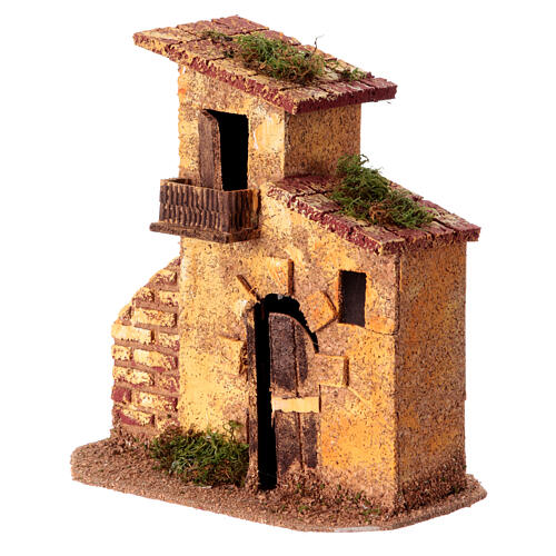 Miniature house with low wall for 6 cm Neapolitan nativity, 16x15.5x9 cm 2