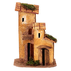 Scène deux maisons miniature crèche napolitaine 4 cm liège 20x15x10 cm