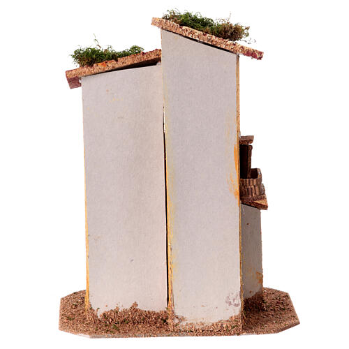 Cena de três casas para presépio napolitano 6 cm cortiça 20x15x10 cm 4