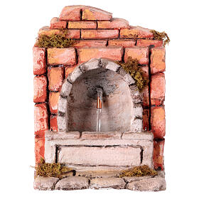 Brunnen mit bogenförmigen Abschluss in Mauerwerk eingelassen, Krippenzubehör, neapolitanischer Stil, für 10 cm Krippe, 20x15x10 cm