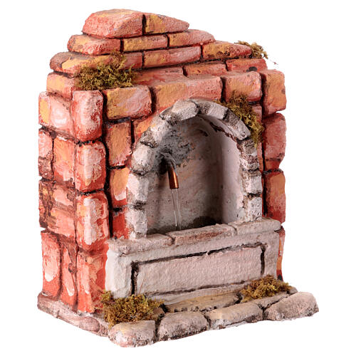 Fontanna do bożonarodzeniowej szopki neapolitańskiej, czerwone cegły, 20x15x10 cm 3