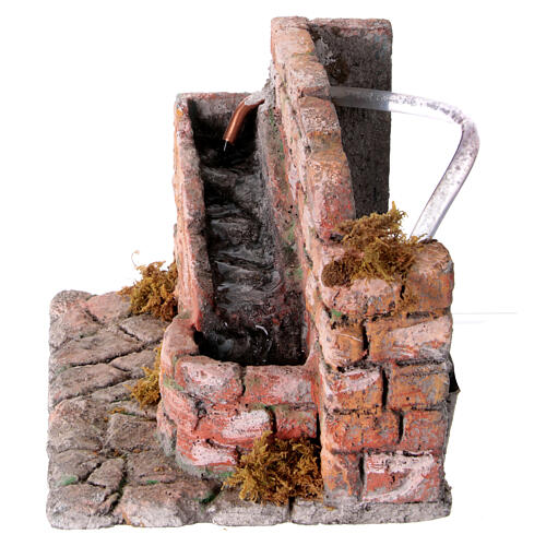 Brunnen mit schrägen Wasserlauf, Krippenzubehör, neapolitanischer Stil, für 10 cm Krippe, 15x20x15 cm 2