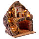 Krippenszenerie mit Grotte, Miniatur-Haus vor Felswand und Beleuchtung, neapolitanischer Stil, für 12 cm Figuren, 35x25x20 cm s3