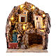 Krippenszenerie mit Grotte, Bergdorf, Wasserfall und Beleuchtung, neapolitanischer Stil, für 12 cm Figuren, 40x35x35 cm s1