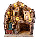 Nativity stone stable with village waterfall 40x35x35 cm s1