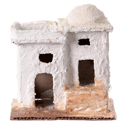 Miniature house with steps for 3 cm Neapolitan Nativity Scene, background setting, 10x10x5 cm 1