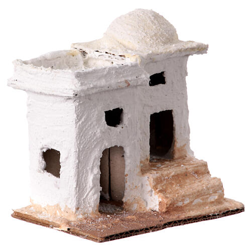 Miniature house with steps for 3 cm Neapolitan Nativity Scene, background setting, 10x10x5 cm 3