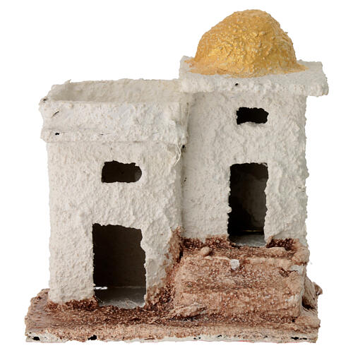 Miniature house with steps for 3 cm Neapolitan Nativity Scene, background setting, 10x10x5 cm 1