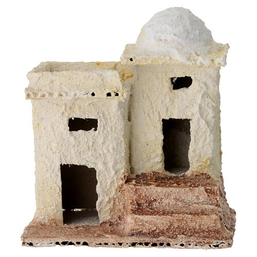 Miniature house with steps for 3 cm Neapolitan Nativity Scene, background setting, 10x10x5 cm 4