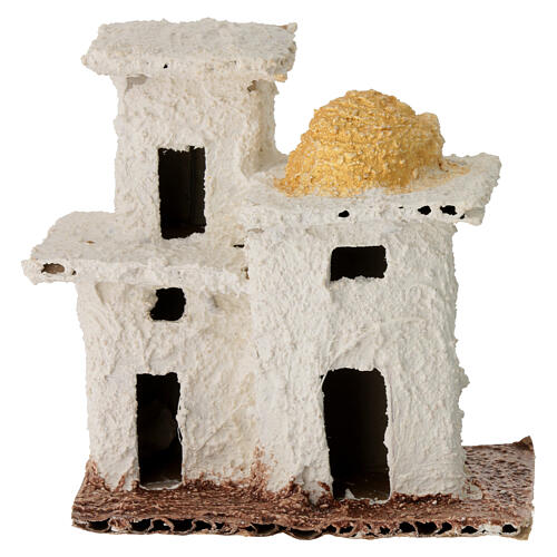 Miniature double house in Arabic style for 3 cm Neapolitan Nativity Scene, background setting, 10x10x5 cm 1